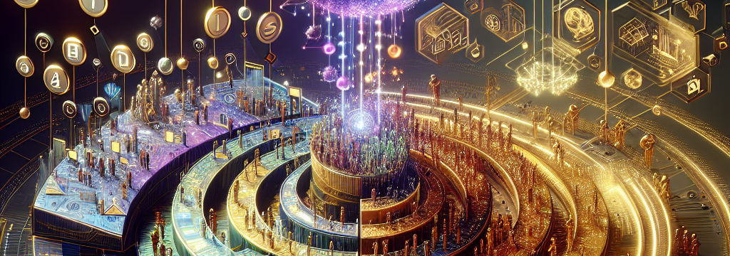 Modern flat-style infographic with icons for credit tokens, subscription plans, digital marketplace storefront, and team collaboration.